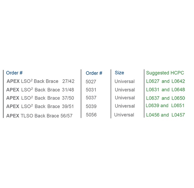 Apex L0637 T-Back LSO Compression Back Brace with Side Panels S-L 25-44